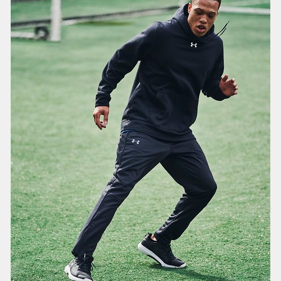 Men's UA Hustle Fleece Hoodie-‎ Black - Picture 9 of 11